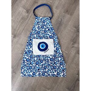 Kedima Greek Art Evil Eye Apron Blue White Mati Greece Souvenir Kitchen Pocket